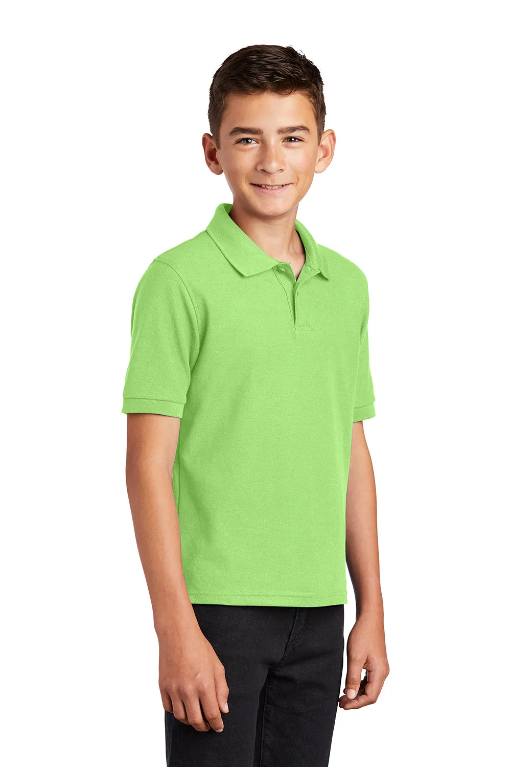 Port Authority Youth Silk Touch Wrinkle Resistant Short Sleeve Polo Shirt - Lime Green