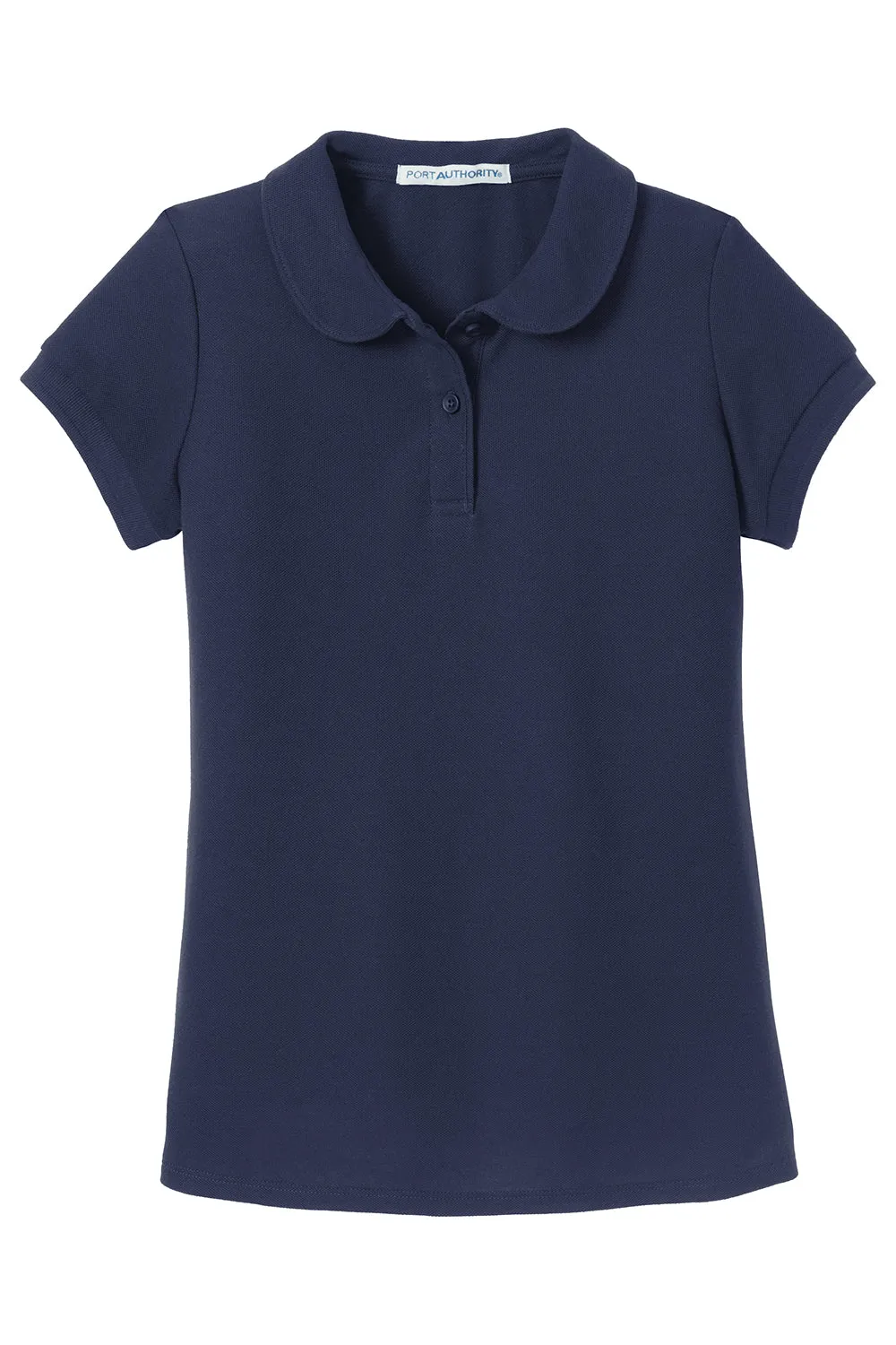 Port Authority Youth Silk Touch Wrinkle Resistant Short Sleeve Polo Shirt - Navy Blue