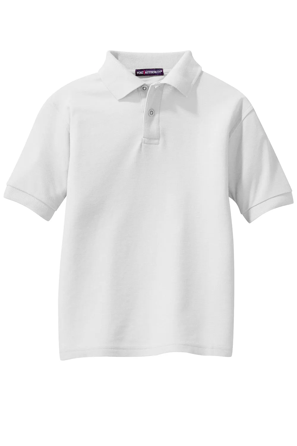 Port Authority Youth Silk Touch Wrinkle Resistant Short Sleeve Polo Shirt - White