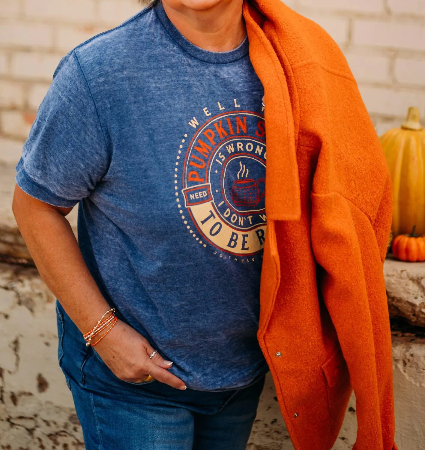 Pumpkin Spice Sweatshirt In Acid Wash
