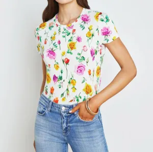 Ressi Short Sleeve Crew Mix Tee In Rose White Multi