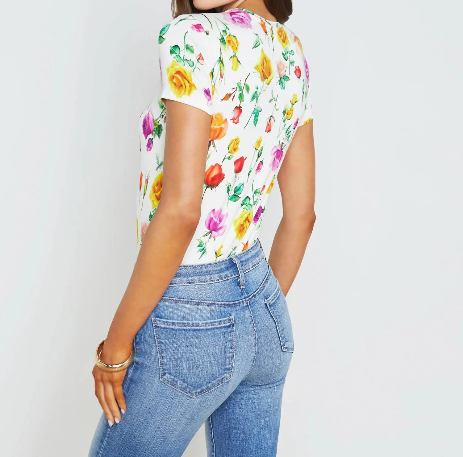 Ressi Short Sleeve Crew Mix Tee In Rose White Multi