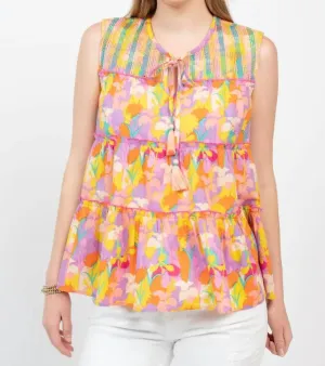 Running Stitched Top In Multi