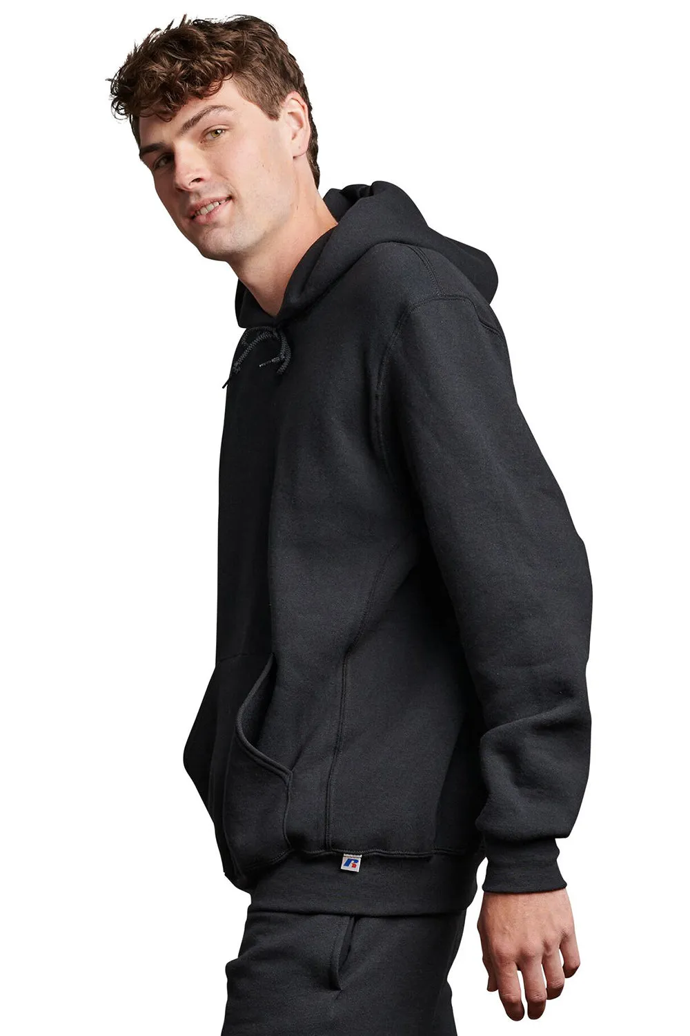 Russell Athletic Mens Dri-Power Moisture Wicking Hooded Sweatshirt Hoodie w/ Pouch Pocket - Black