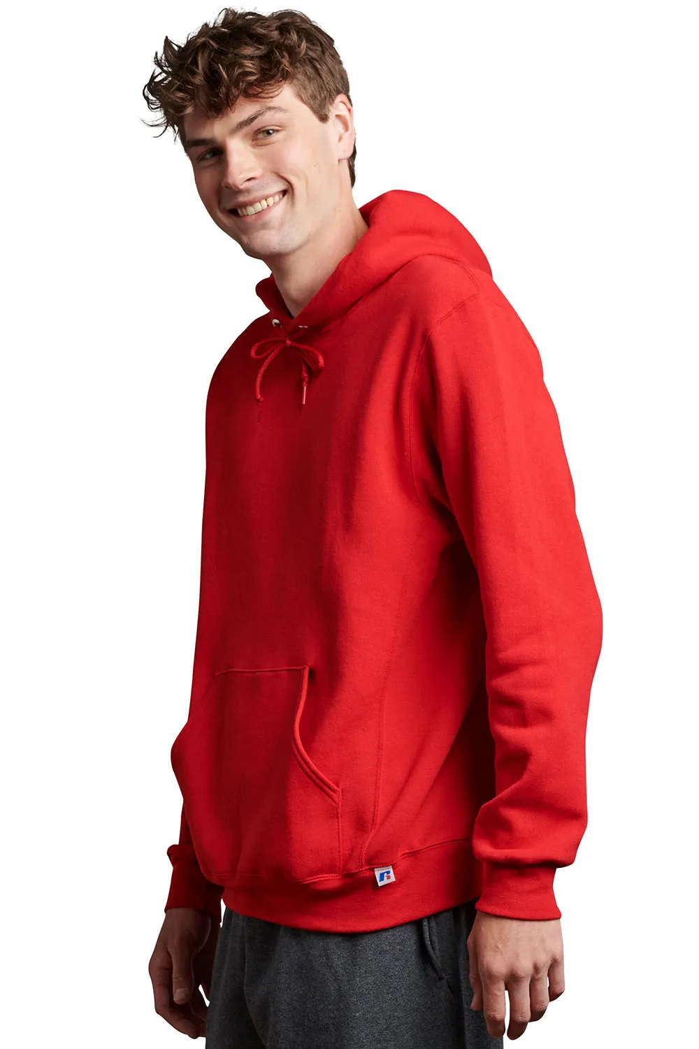 Russell Athletic Mens Dri-Power Moisture Wicking Hooded Sweatshirt Hoodie w/ Pouch Pocket - True Red