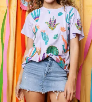 Scattered Cactus Tee In Lavender