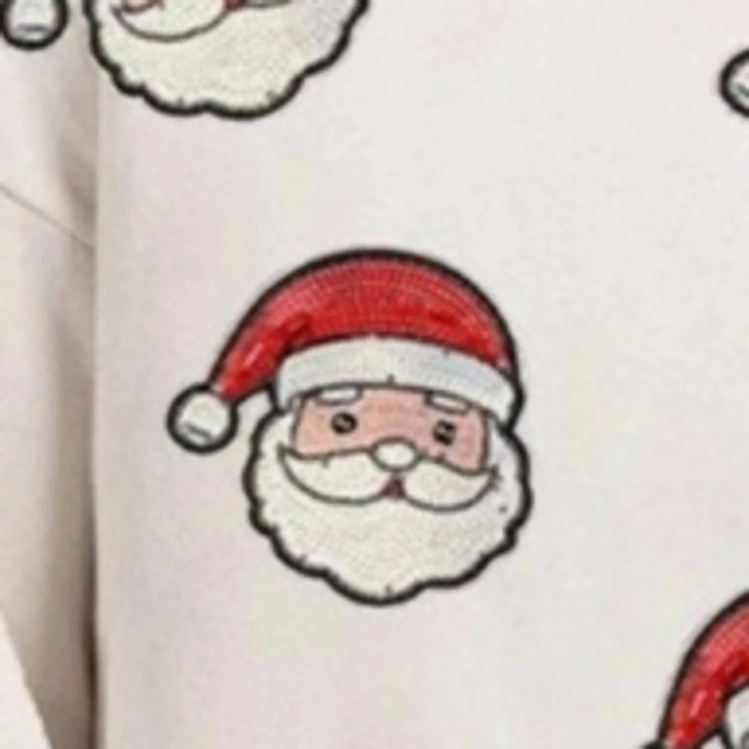 Sequined Santa Face Patch Sweatshirt In White