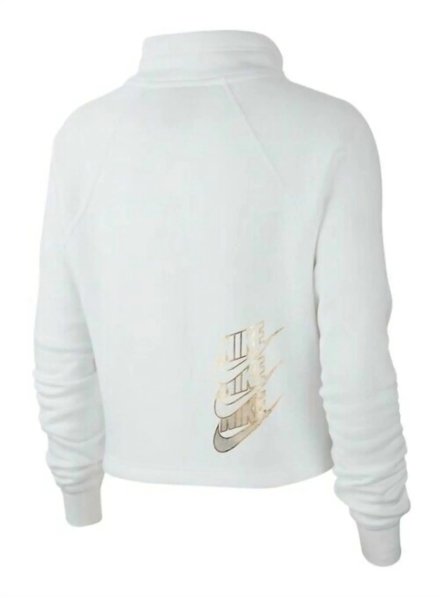 Shine Quarter Zip Crop Pullover Funnel Neck Sweatshirt In White