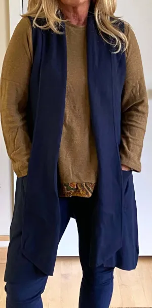 Sleeveless Cardigan Vest In Navy