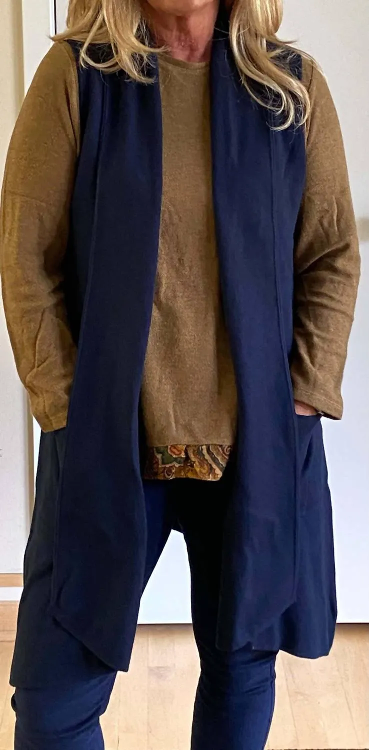 Sleeveless Cardigan Vest In Navy