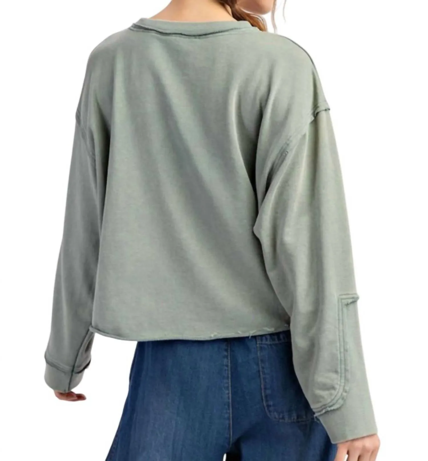 Smiley Sweatshirt In Mint Sage