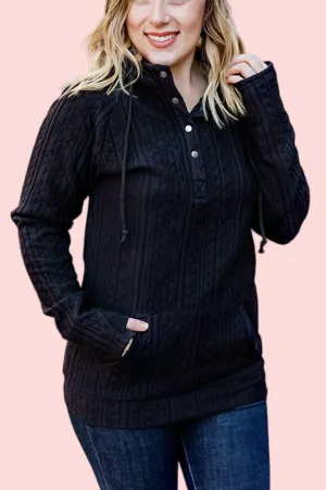 Snap Hoodie In Black Aztec