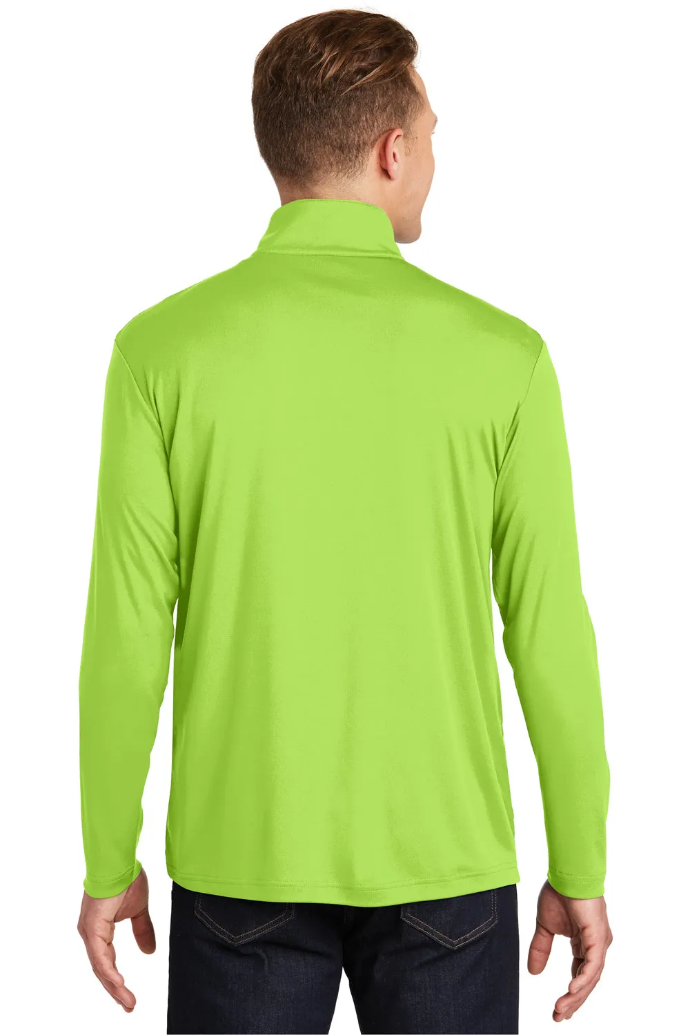 Sport-Tek Mens Competitor Moisture Wicking 1/4 Zip Sweatshirt - Lime Shock Green - Closeout