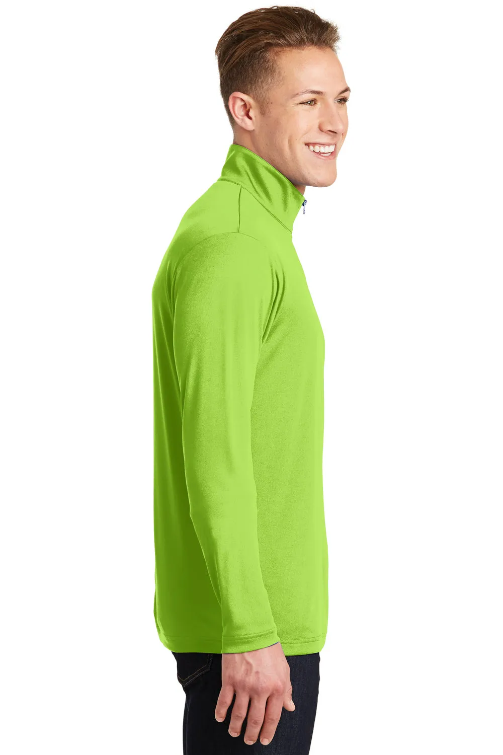 Sport-Tek Mens Competitor Moisture Wicking 1/4 Zip Sweatshirt - Lime Shock Green - Closeout