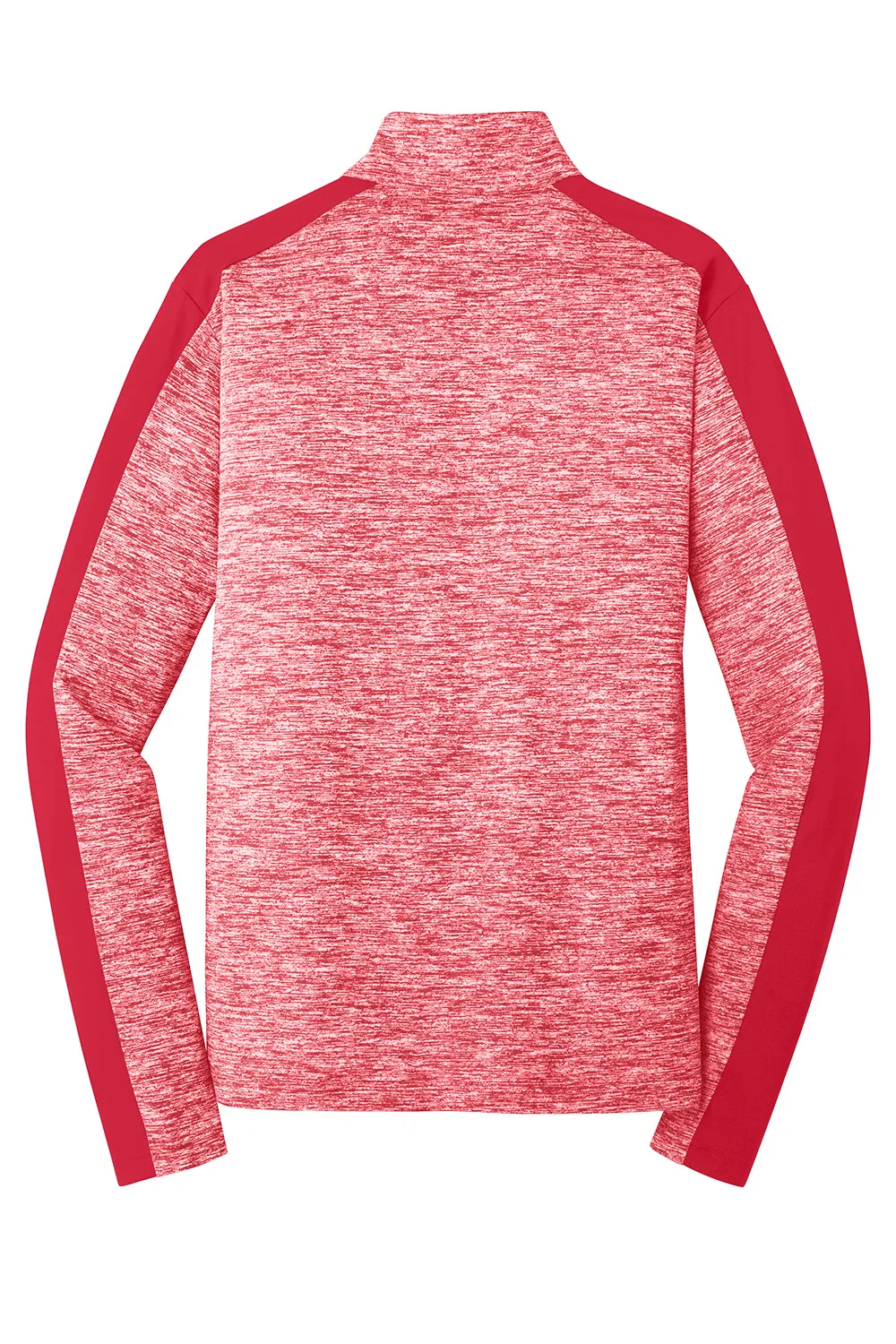Sport-Tek Mens Electric Heather Moisture Wicking 1/4 Zip Sweatshirt - Deep Red Electric/Deep Red