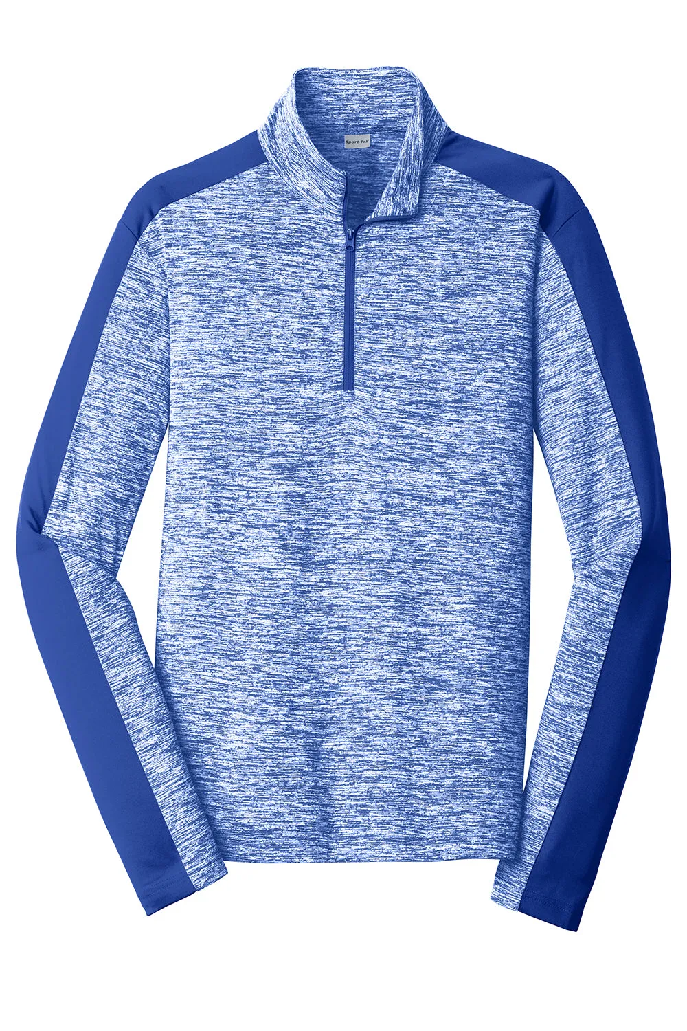Sport-Tek Mens Electric Heather Moisture Wicking 1/4 Zip Sweatshirt - True Royal Blue Electric/True Royal Blue