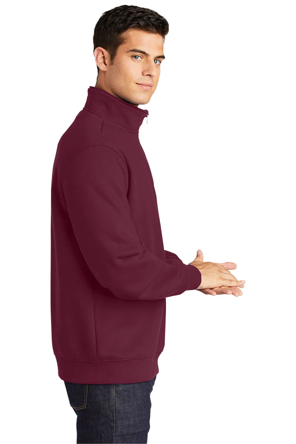 Sport-Tek Mens Shrink Resistant Fleece 1/4 Zip Sweatshirt - Maroon