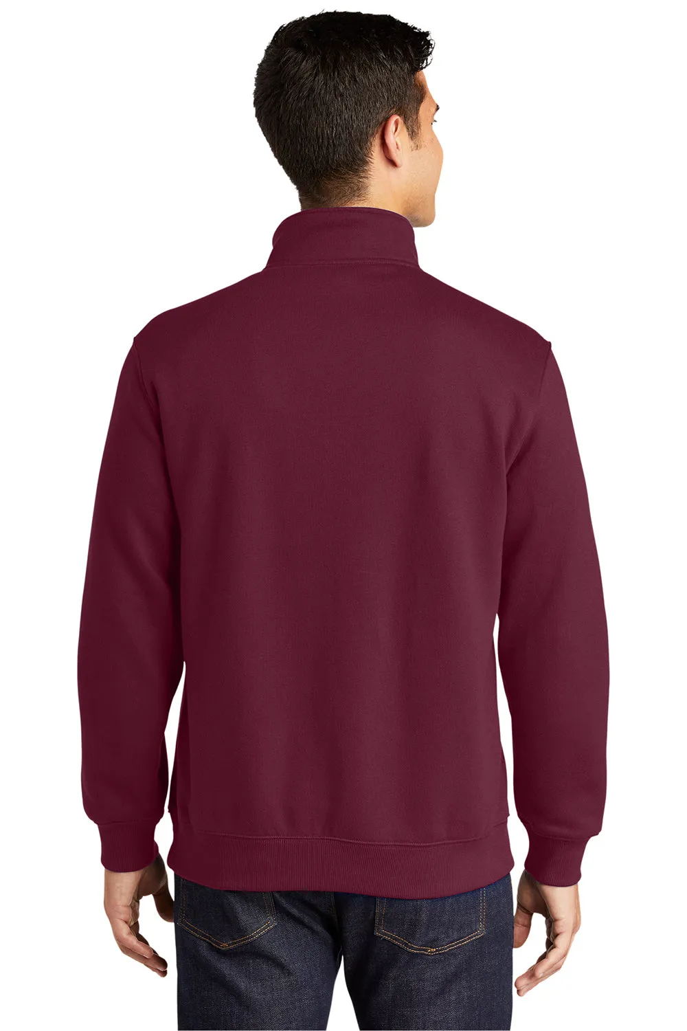 Sport-Tek Mens Shrink Resistant Fleece 1/4 Zip Sweatshirt - Maroon