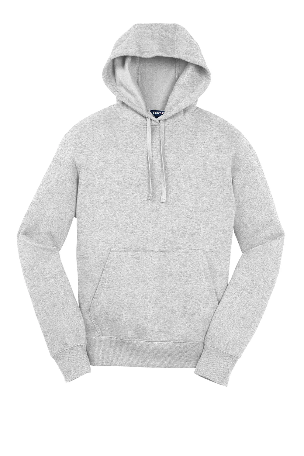 Sport-Tek Mens Shrink Resistant Fleece Hooded Sweatshirt Hoodie w/ Pouch Pocket - Heather Grey