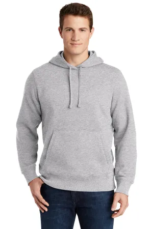 Sport-Tek Mens Shrink Resistant Fleece Hooded Sweatshirt Hoodie w/ Pouch Pocket - Heather Grey