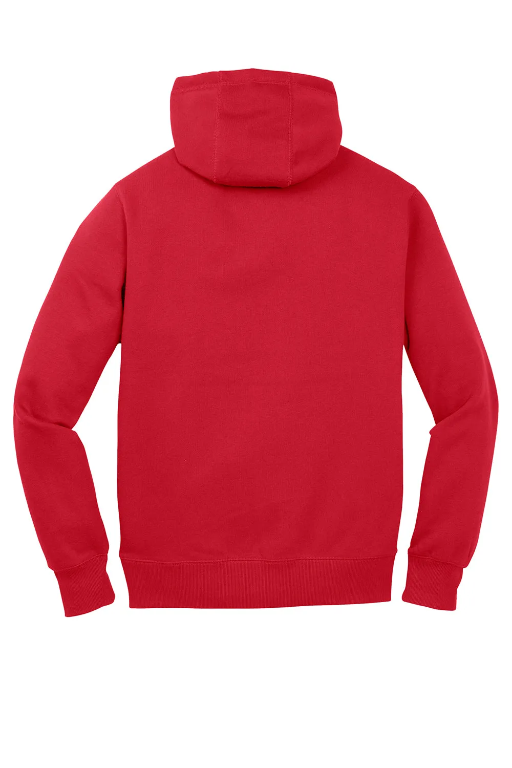 Sport-Tek Mens Shrink Resistant Fleece Hooded Sweatshirt Hoodie w/ Pouch Pocket - True Red