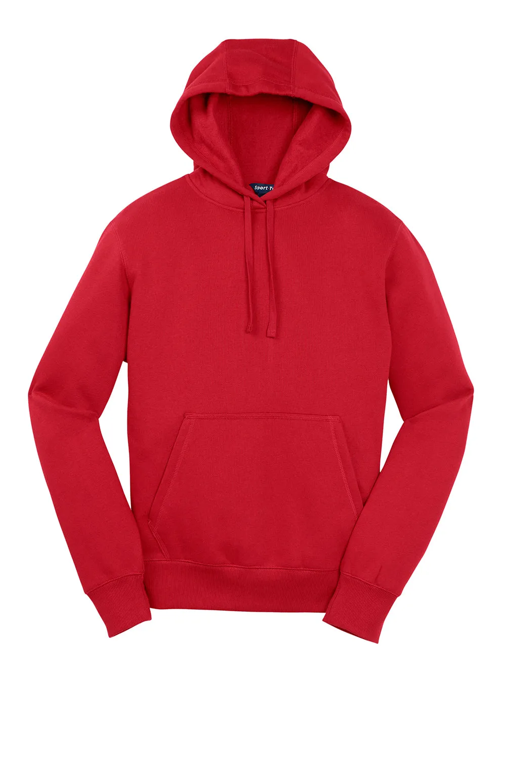 Sport-Tek Mens Shrink Resistant Fleece Hooded Sweatshirt Hoodie w/ Pouch Pocket - True Red
