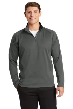 Sport-Tek Mens Sport-Wick Moisture Wicking Fleece 1/4 Zip Sweatshirt - Dark Smoke Grey/Black