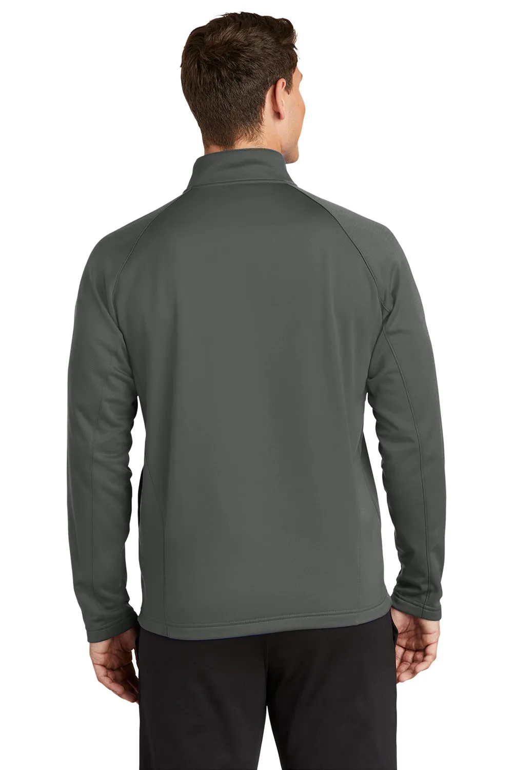 Sport-Tek Mens Sport-Wick Moisture Wicking Fleece 1/4 Zip Sweatshirt - Dark Smoke Grey/Black