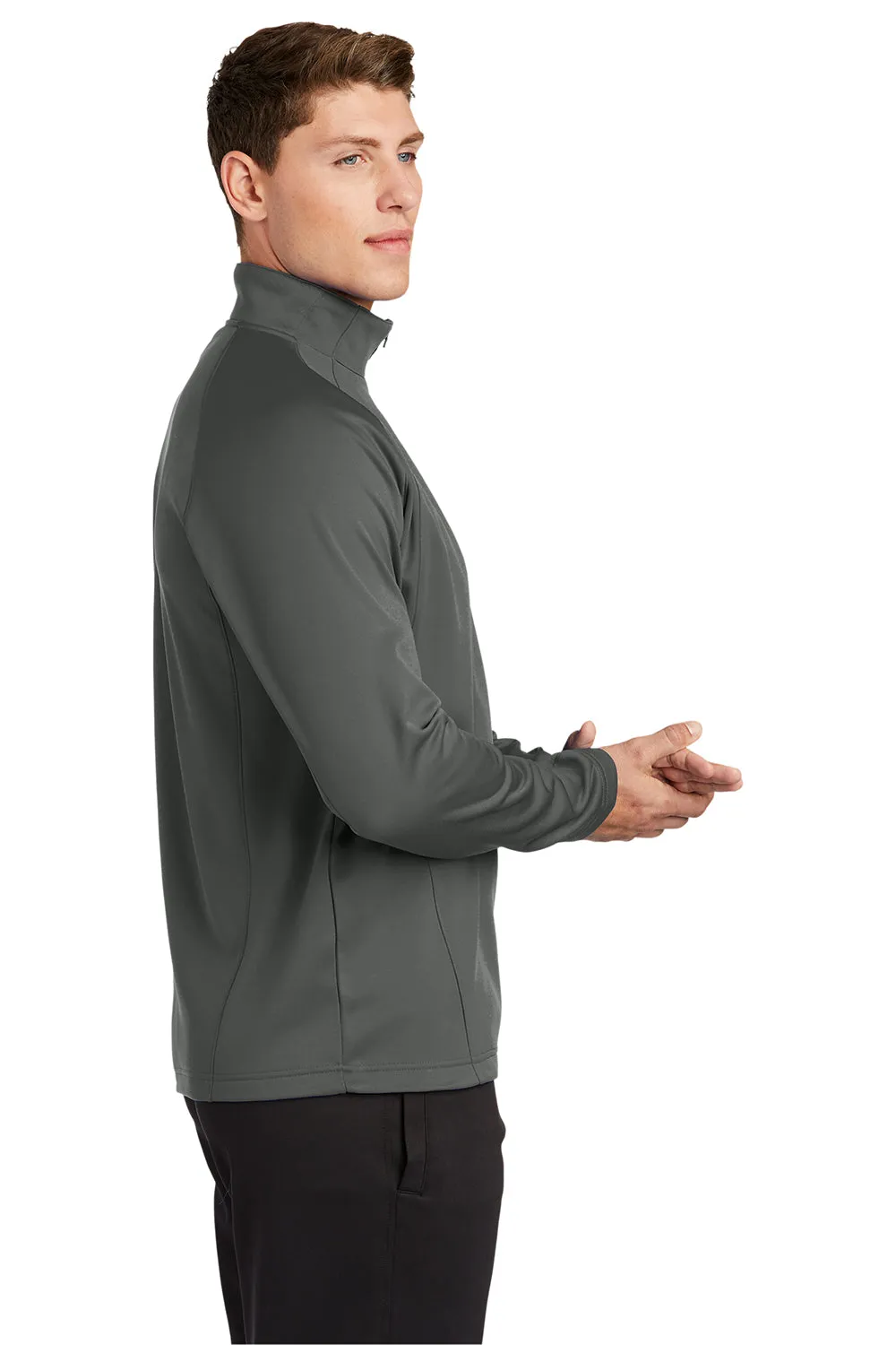 Sport-Tek Mens Sport-Wick Moisture Wicking Fleece 1/4 Zip Sweatshirt - Dark Smoke Grey/Black