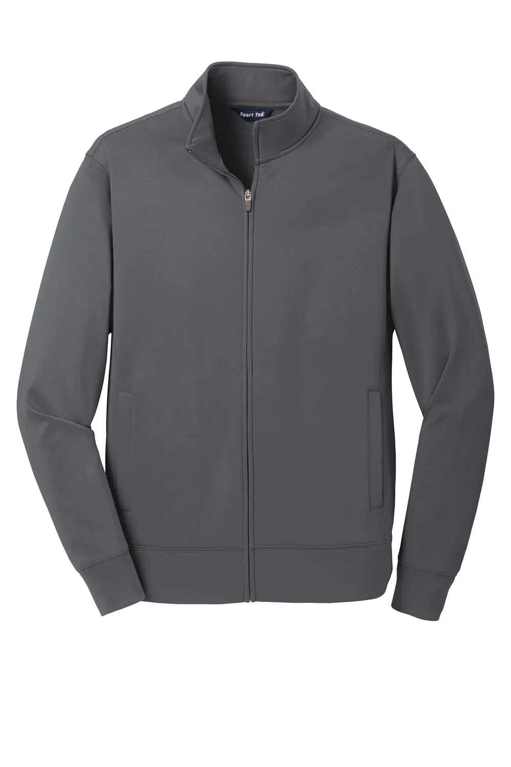 Sport-Tek Mens Sport-Wick Moisture Wicking Fleece Full Zip Sweatshirt w/ Pockets - Dark Smoke Grey