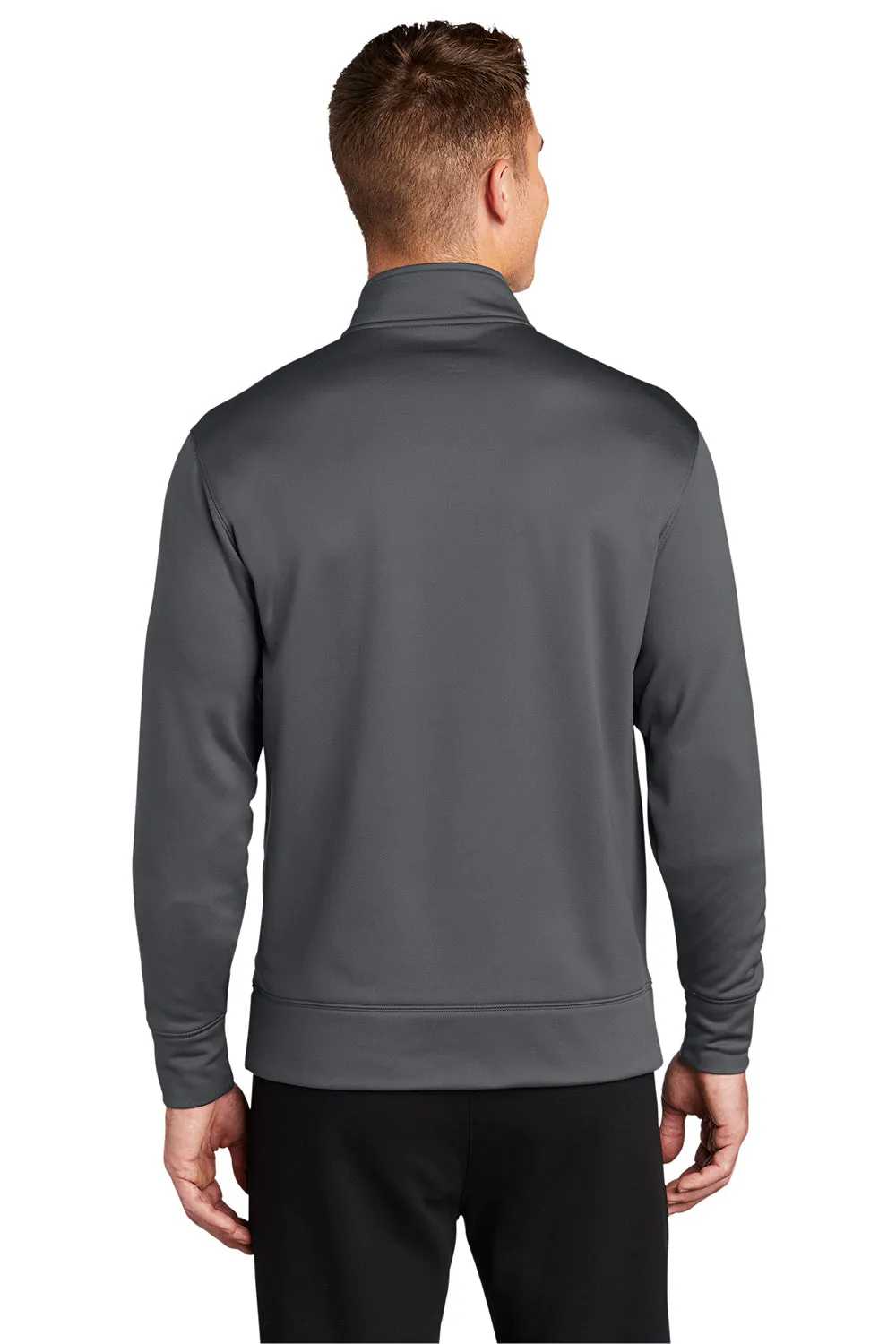 Sport-Tek Mens Sport-Wick Moisture Wicking Fleece Full Zip Sweatshirt w/ Pockets - Dark Smoke Grey