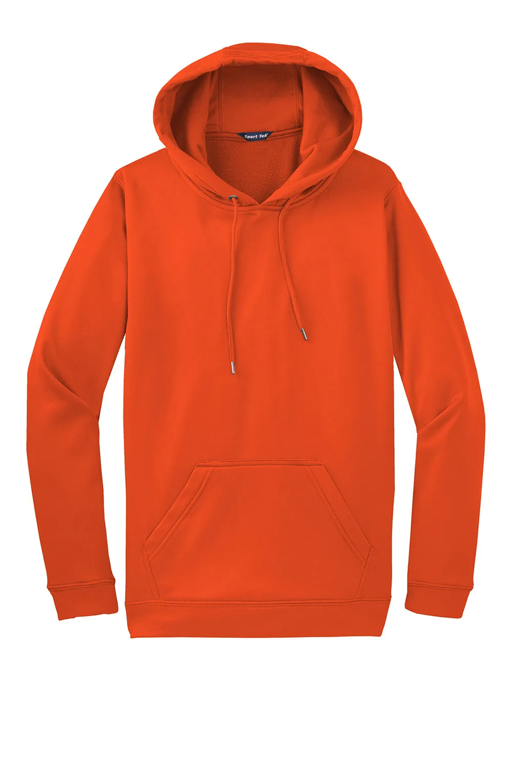 Sport-Tek Mens Sport-Wick Moisture Wicking Fleece Hooded Sweatshirt Hoodie w/ Pouch Pocket - Deep Orange