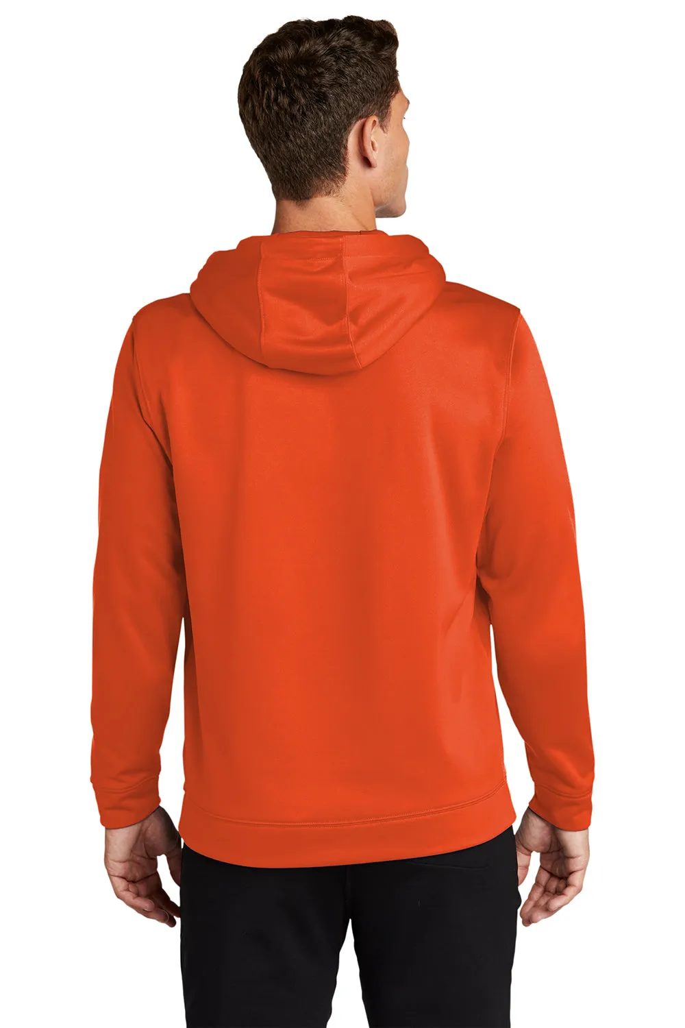 Sport-Tek Mens Sport-Wick Moisture Wicking Fleece Hooded Sweatshirt Hoodie w/ Pouch Pocket - Deep Orange