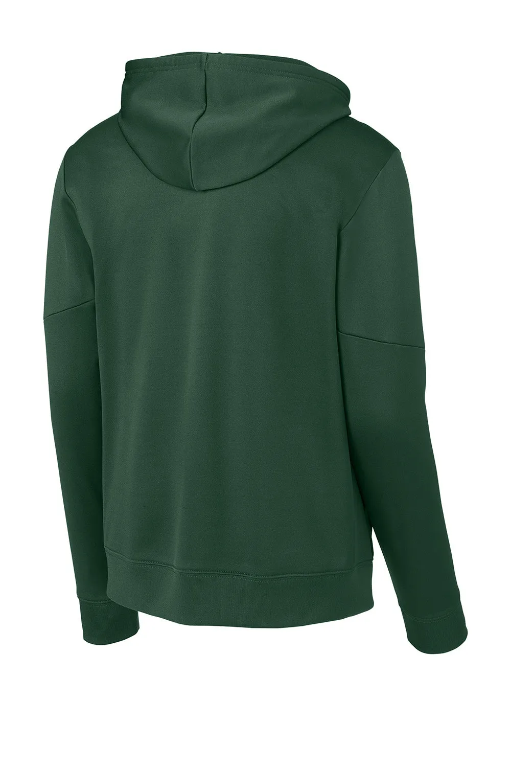 Sport-Tek Mens Sport-Wick Moisture Wicking United Fleece Hooded Sweatshirt Hoodie w/ Pouch Pocket - Forest Green/White