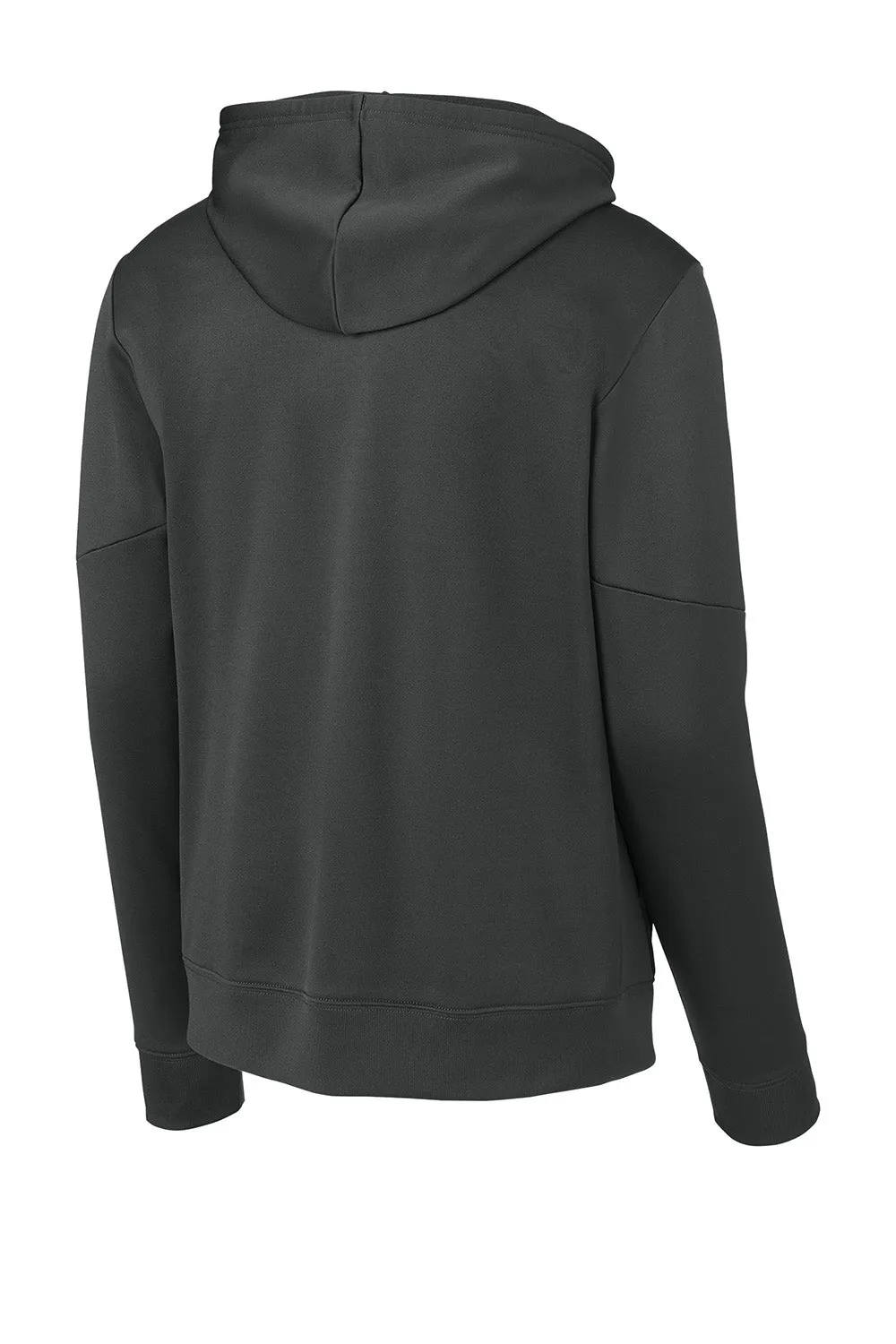Sport-Tek Mens Sport-Wick Moisture Wicking United Fleece Hooded Sweatshirt Hoodie w/ Pouch Pocket - Iron Grey/White