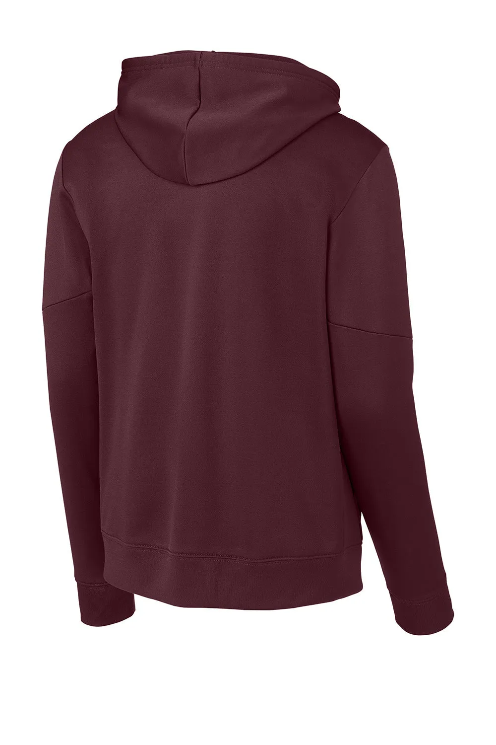Sport-Tek Mens Sport-Wick Moisture Wicking United Fleece Hooded Sweatshirt Hoodie w/ Pouch Pocket - Maroon/White