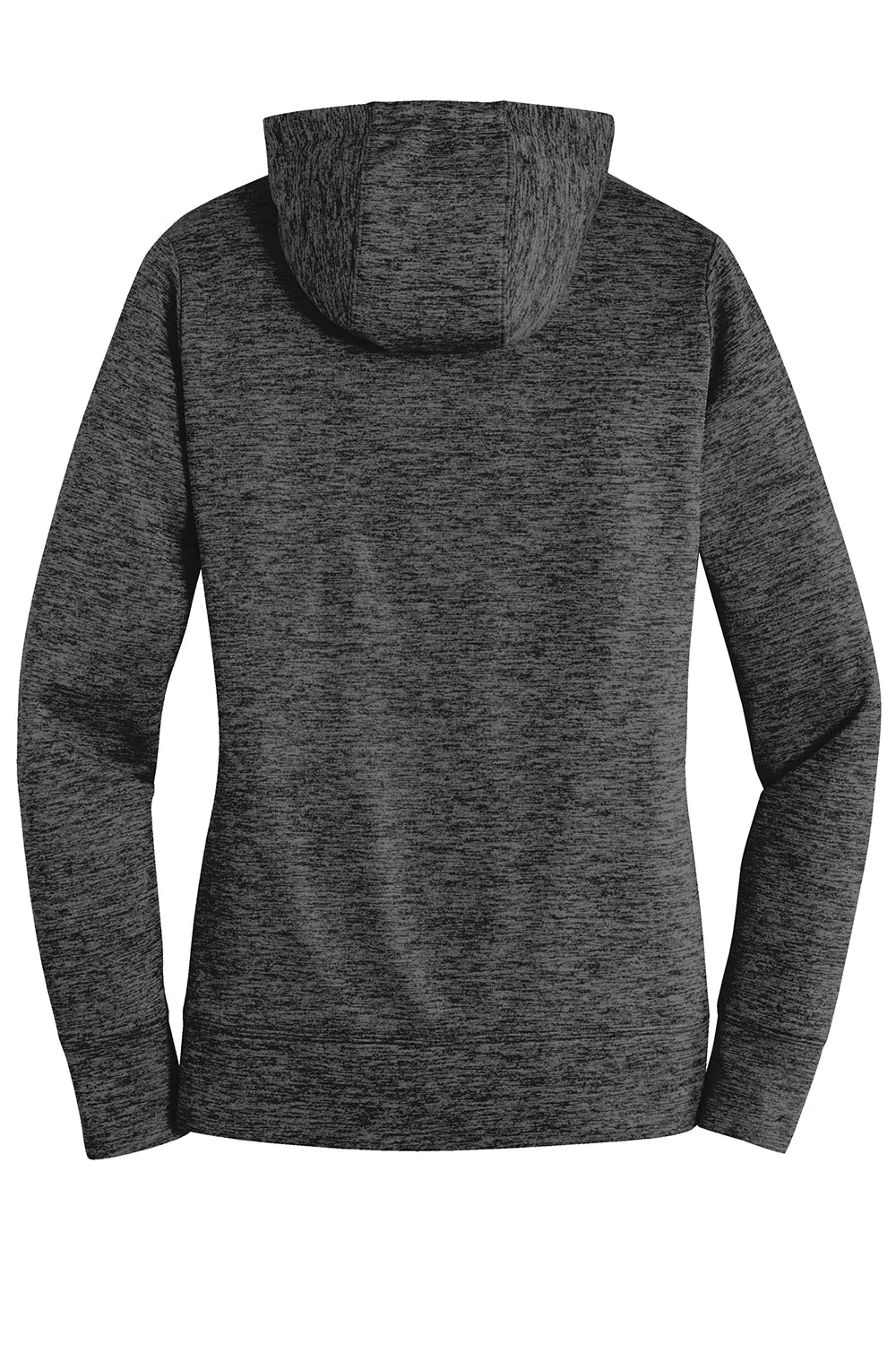 Sport-Tek Womens Electric Heather Moisture Wicking Fleece Hooded Sweatshirt Hoodie w/ Pouch Pocket - Grey Black Electric