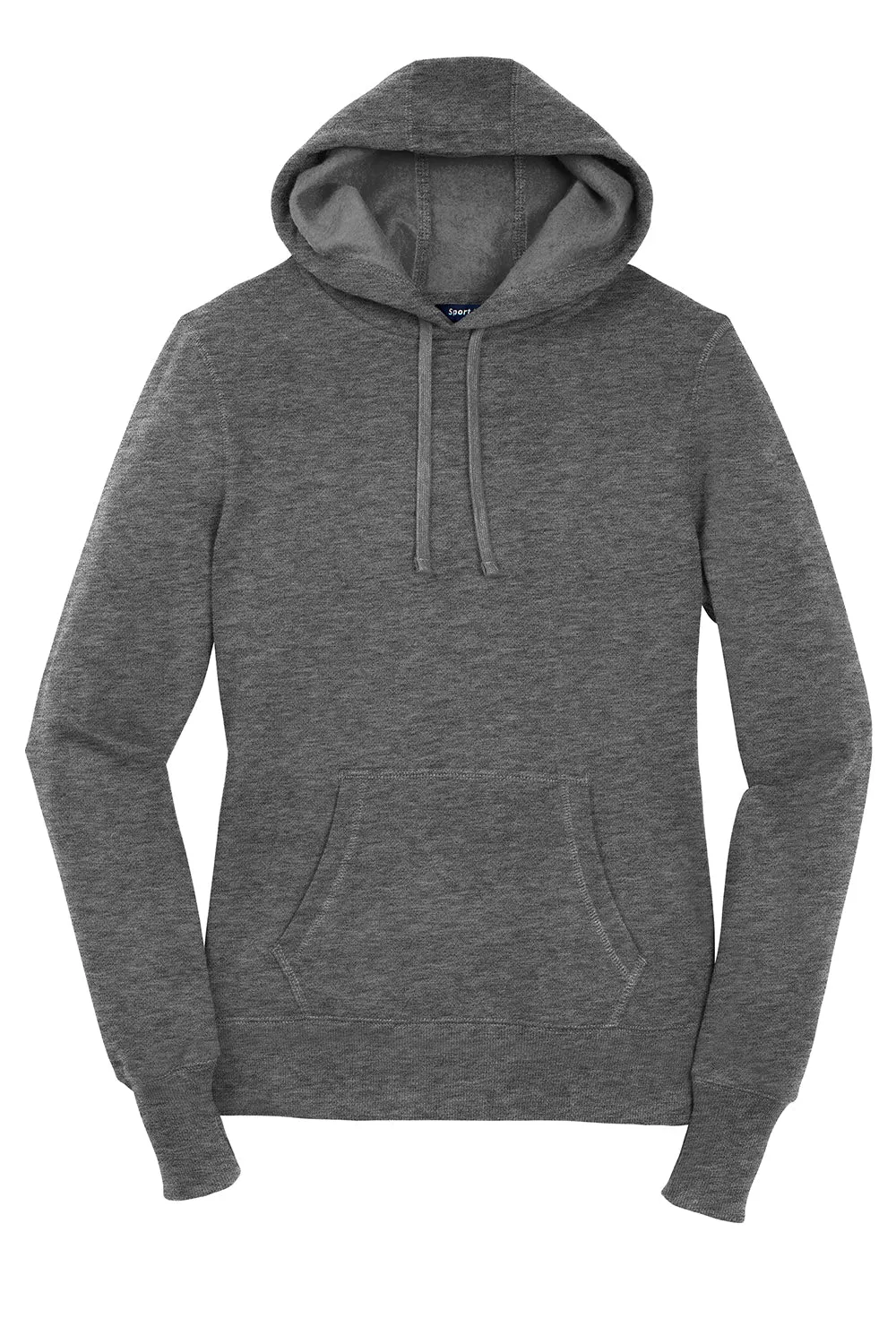 Sport-Tek Womens Shrink Resistant Fleece Hooded Sweatshirt Hoodie w/ Pouch Pocket - Heather Vintage Grey