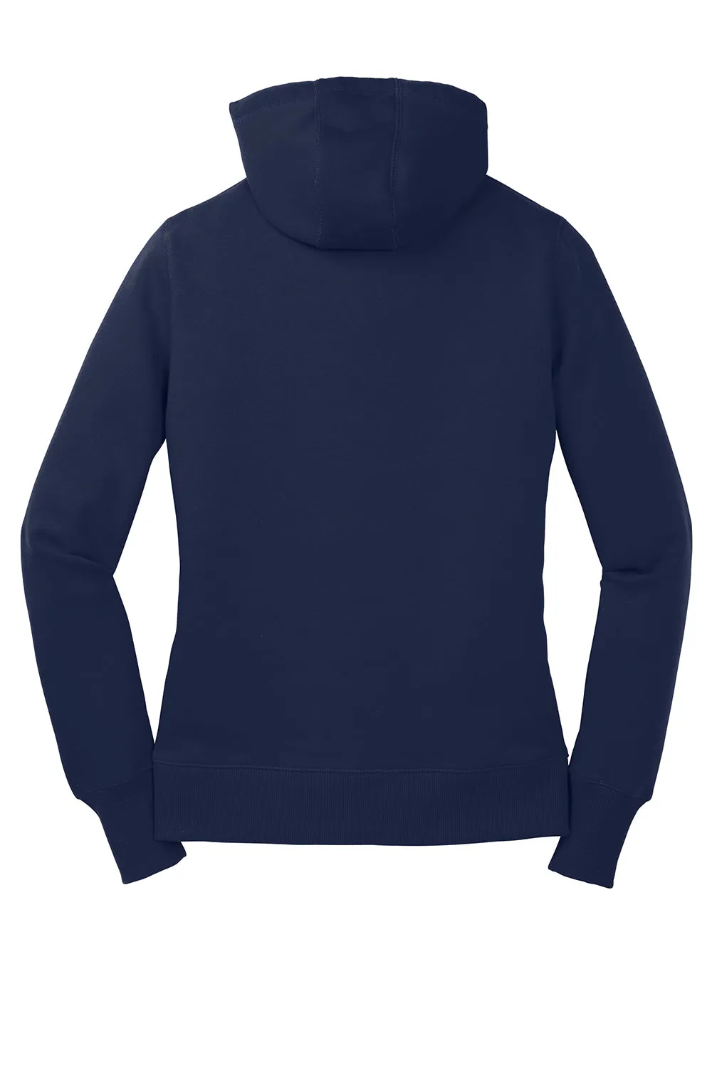 Sport-Tek Womens Shrink Resistant Fleece Hooded Sweatshirt Hoodie w/ Pouch Pocket - True Navy Blue