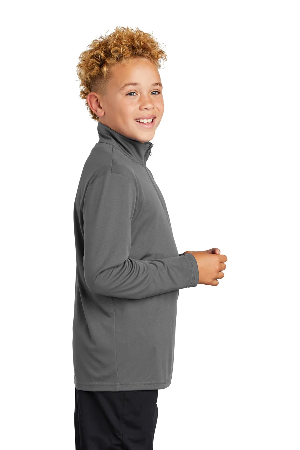Sport-Tek Youth Competitor Moisture Wicking 1/4 Zip Sweatshirt - Concrete Grey