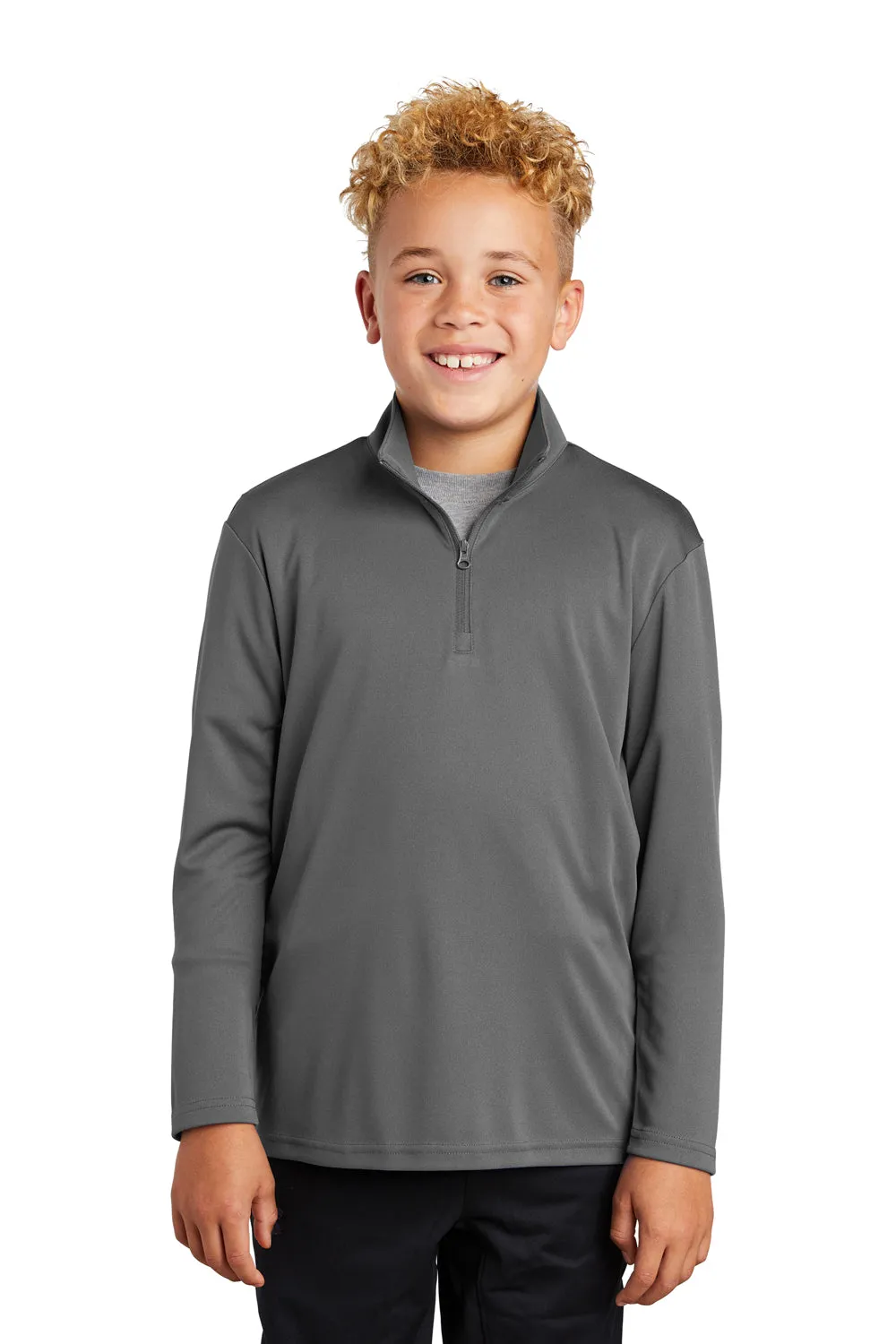 Sport-Tek Youth Competitor Moisture Wicking 1/4 Zip Sweatshirt - Concrete Grey