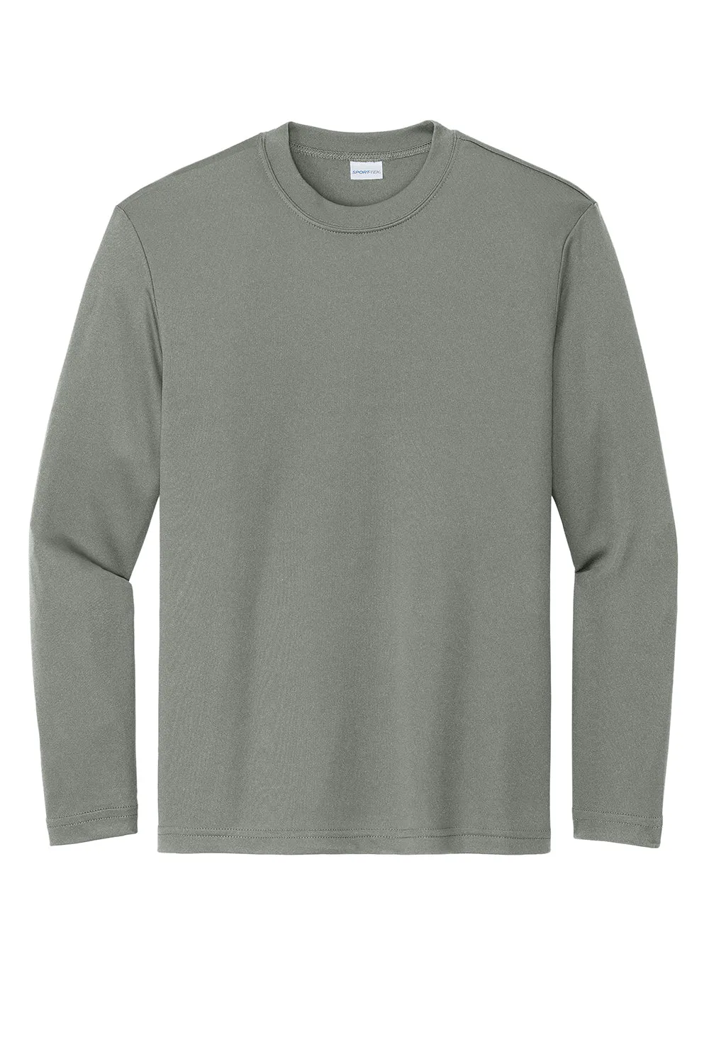 Sport-Tek Youth Competitor Moisture Wicking Long Sleeve Crewneck T-Shirt - Concrete Grey
