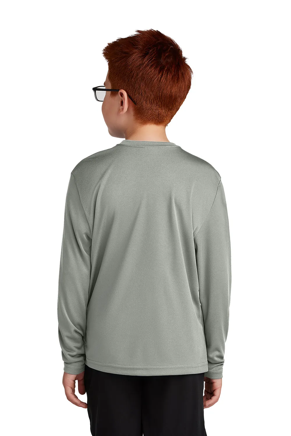 Sport-Tek Youth Competitor Moisture Wicking Long Sleeve Crewneck T-Shirt - Concrete Grey