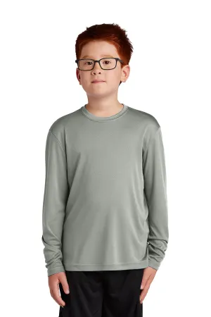 Sport-Tek Youth Competitor Moisture Wicking Long Sleeve Crewneck T-Shirt - Concrete Grey