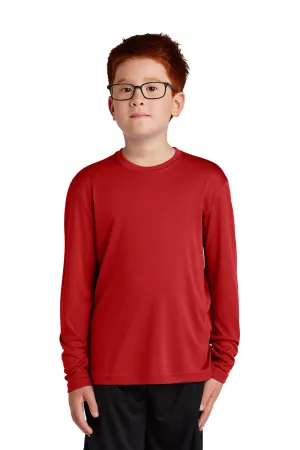 Sport-Tek Youth Competitor Moisture Wicking Long Sleeve Crewneck T-Shirt - Deep Red
