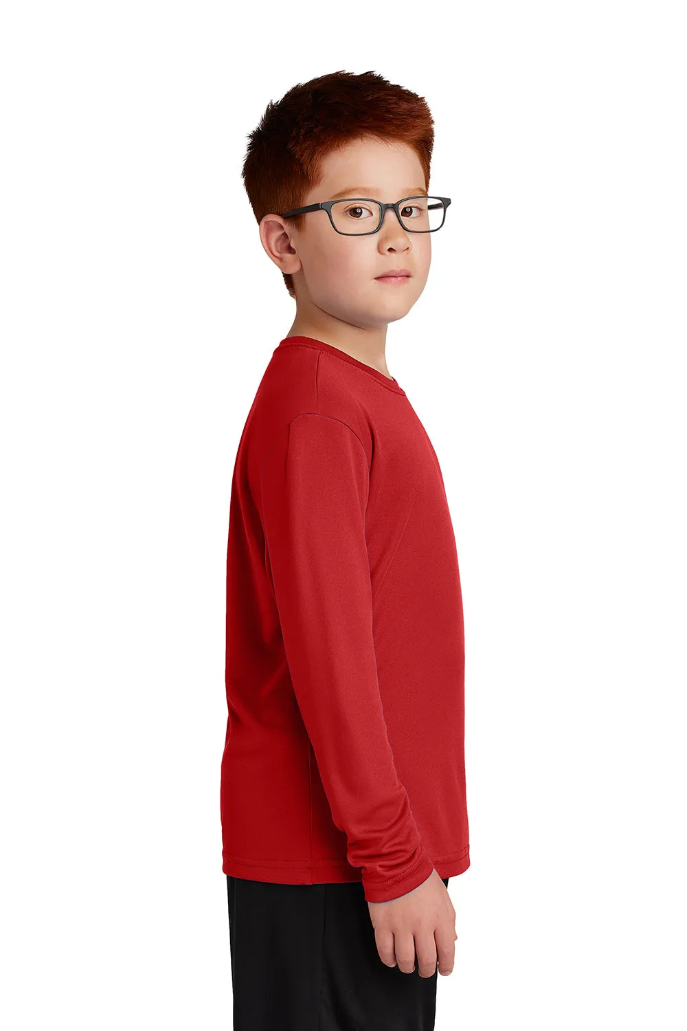 Sport-Tek Youth Competitor Moisture Wicking Long Sleeve Crewneck T-Shirt - Deep Red