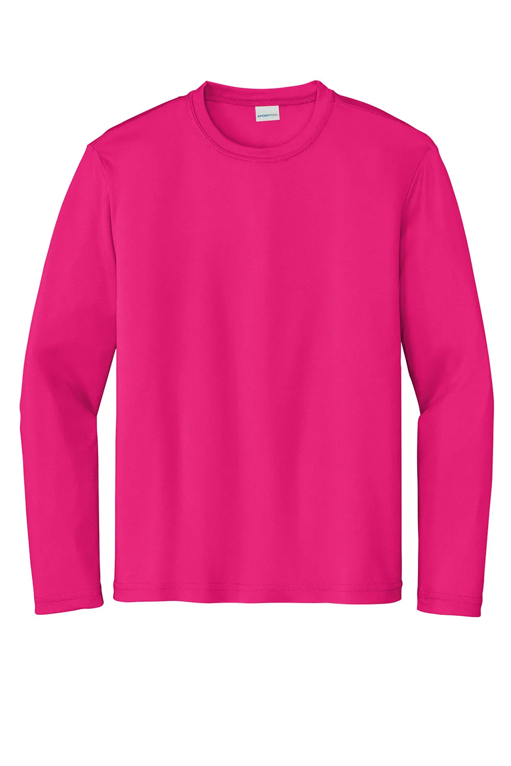Sport-Tek Youth Competitor Moisture Wicking Long Sleeve Crewneck T-Shirt - Raspberry Pink - Closeout