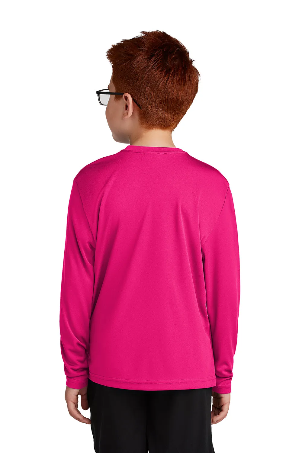 Sport-Tek Youth Competitor Moisture Wicking Long Sleeve Crewneck T-Shirt - Raspberry Pink - Closeout