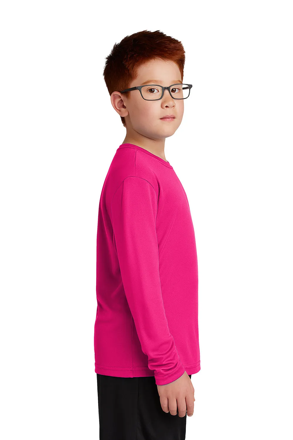 Sport-Tek Youth Competitor Moisture Wicking Long Sleeve Crewneck T-Shirt - Raspberry Pink - Closeout
