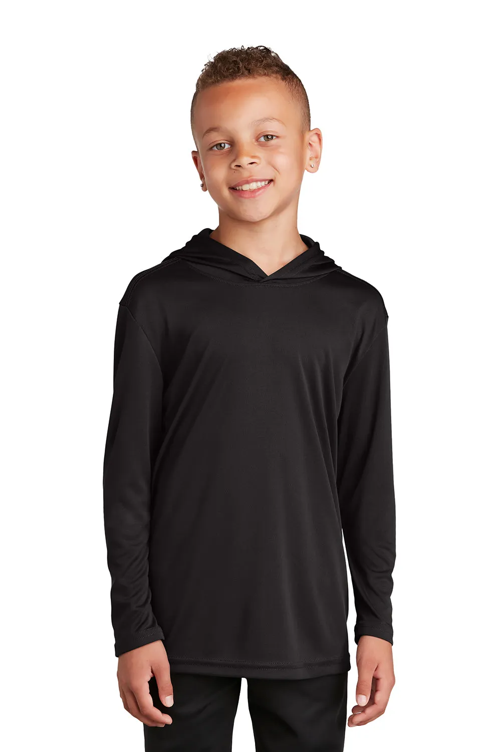 Sport-Tek Youth Competitor Moisture Wicking Long Sleeve Hooded T-Shirt Hoodie - Black